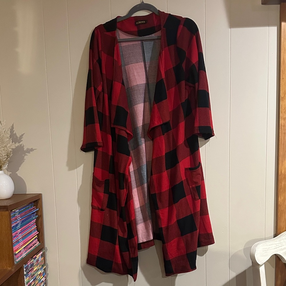 Reborn Red and Black Checkered Cardigan